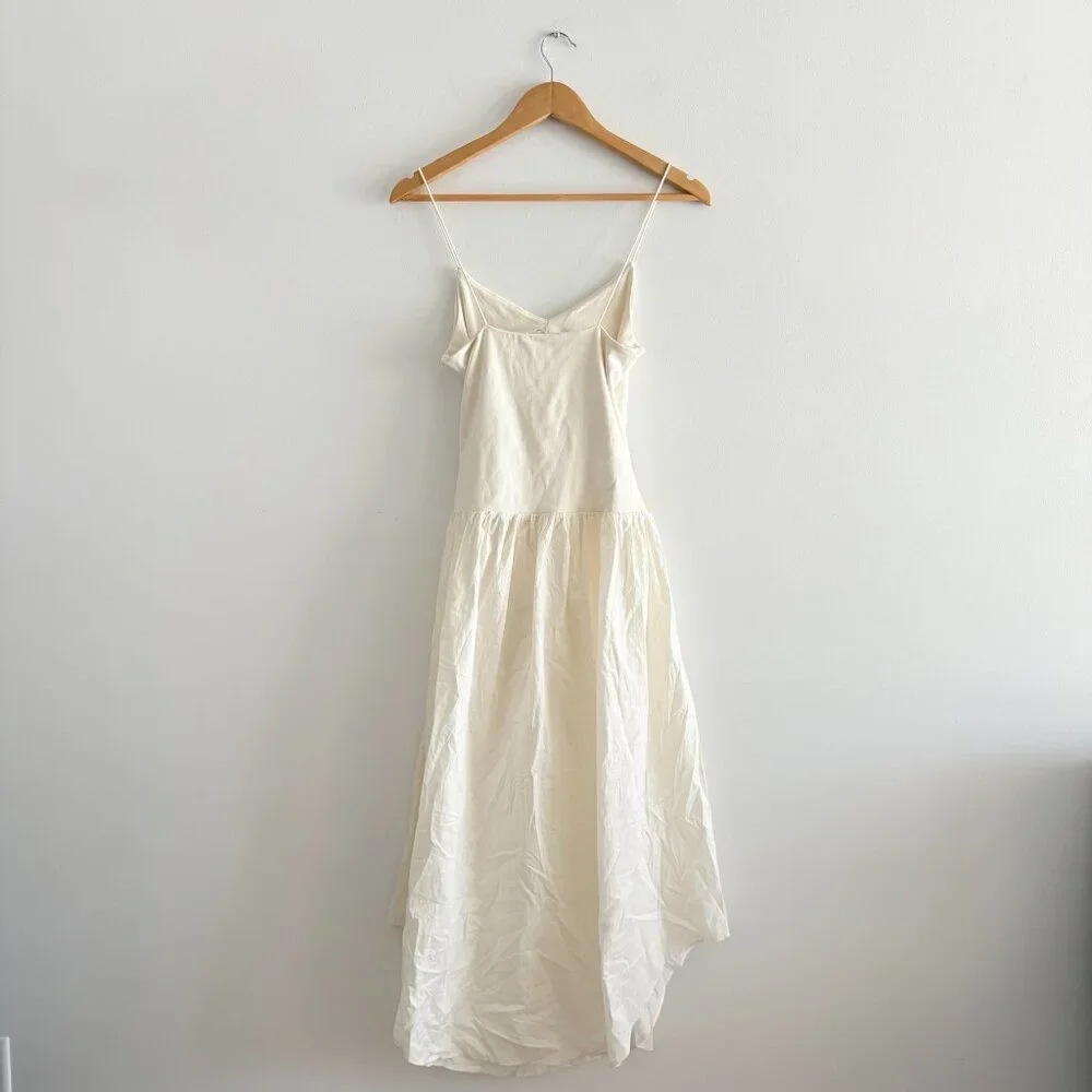 Zara Cutout Combination Midi Dress Ecru White NWT Size Large - Picture 8 of 10